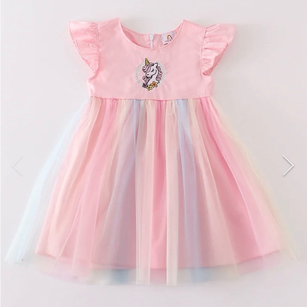 Honeydew Girls Rainbow Unicorn Ruffle Dress